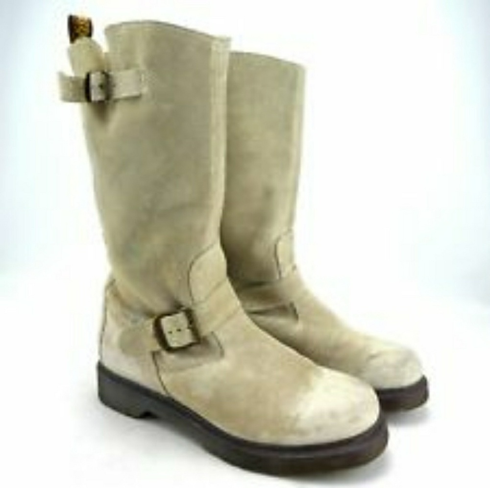 DrMartens Case Engineer Boots Cream Suede sz8 EU39